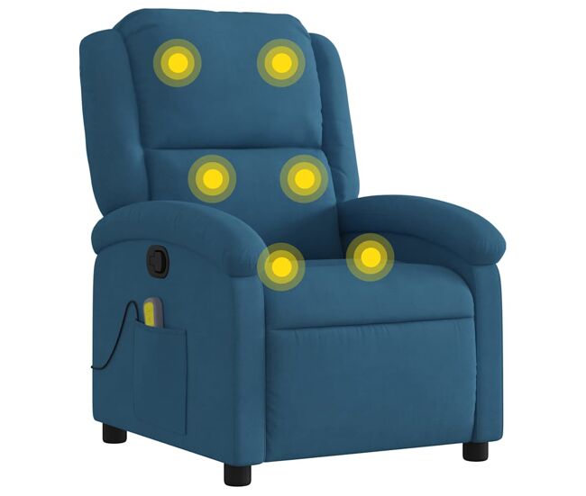 Vidaxl sillón de masaje reclinable de terciopelo azul