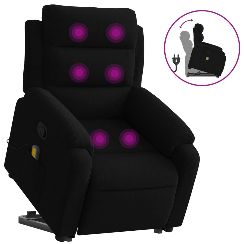 Vidaxl sillón reclinable de masaje elevable terciopelo negro