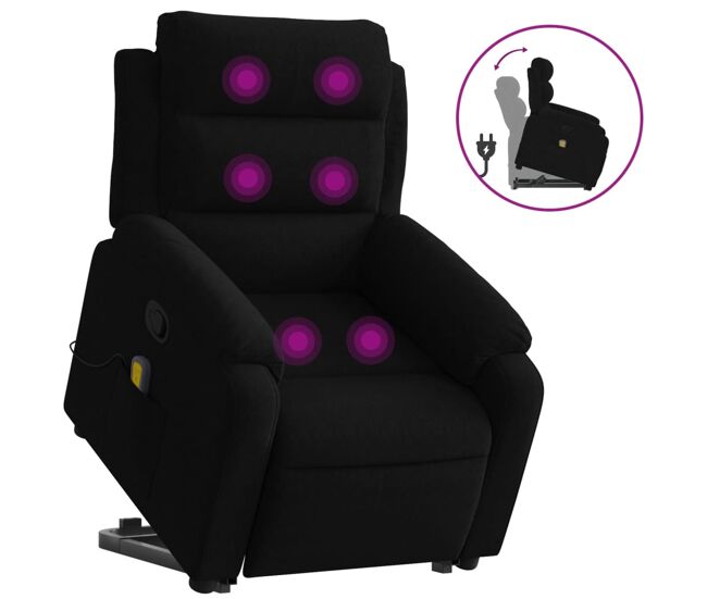 Vidaxl sillón reclinable de masaje elevable terciopelo negro