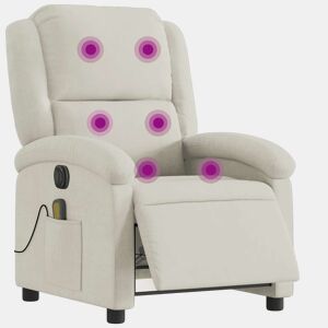 vidaXL Poltrona de massagens reclinável elétrica veludo cor creme