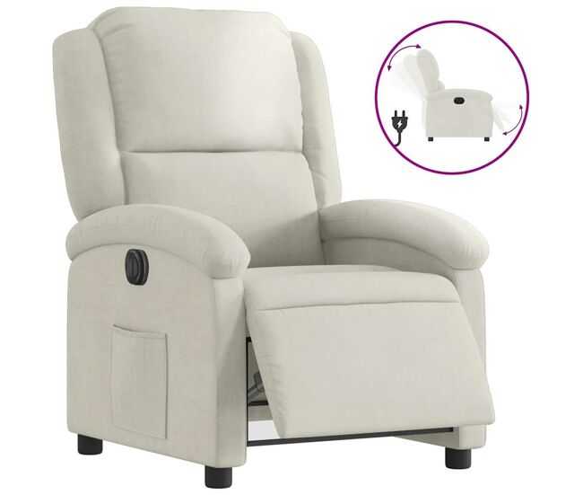 Vidaxl sillón reclinable eléctrico de terciopelo blanco crema