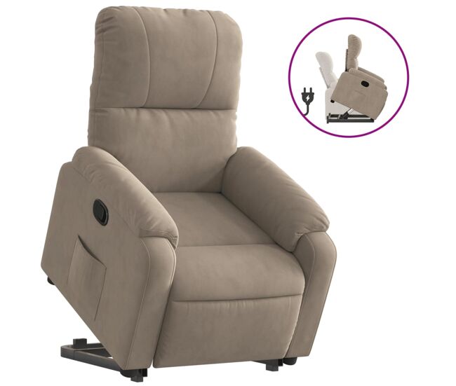 Vidaxl sillón reclinable elevable tela de microfibra gris taupe