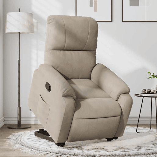 vidaXL Poltrona reclinável elevatória microfibra cinzento-acastanhado