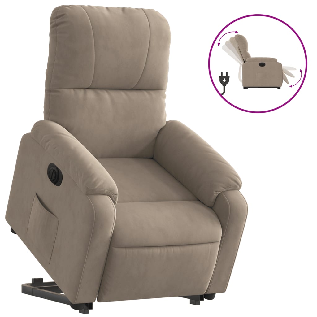 Vidaxl sillón eléctrico reclinable elevable tela microfibra gris taupe