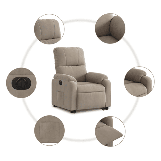 vidaXL Poltrona reclinável elétrica microfibra cinzento-acastanhado