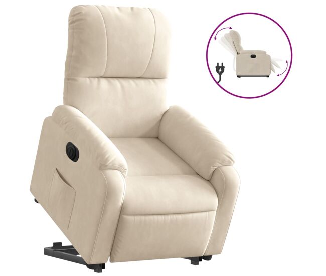 Vidaxl sillón eléctrico reclinable elevable tela microfibra beige