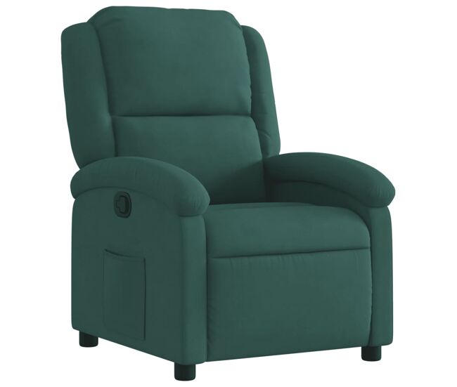 Vidaxl sillón reclinable de terciopelo verde oscuro