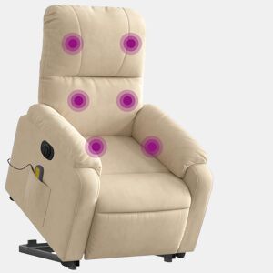 vidaXL Poltrona de massagens elétrica elevatória microfibra cor creme