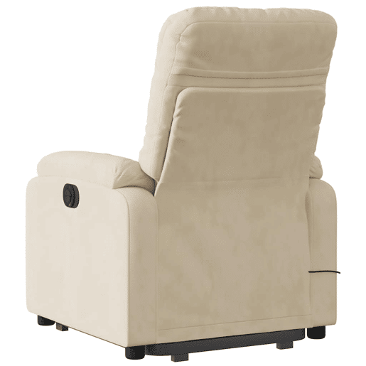 vidaXL Poltrona de massagens elétrica elevatória microfibra cor creme vidaXL Poltrona de massagens elétrica elevatória microfibra cor creme