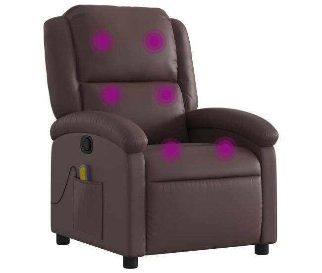 Vidaxl sillón de masaje reclinable cuero sintético marrón