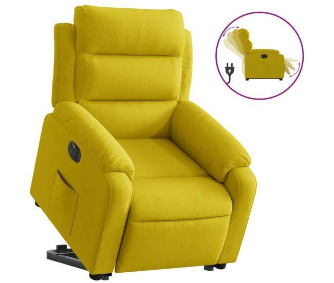 Vidaxl sillón eléctrico reclinable elevable de terciopelo amarillo