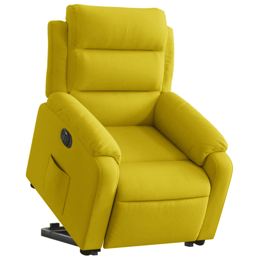 vidaXL Poltrona reclinável elevatória elétrica veludo amarelo vidaXL Poltrona reclinável elevatória elétrica veludo amarelo