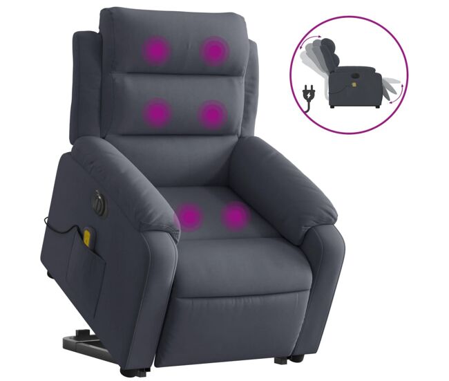 Vidaxl sillón de masaje reclinable elevable terciopelo gris oscuro