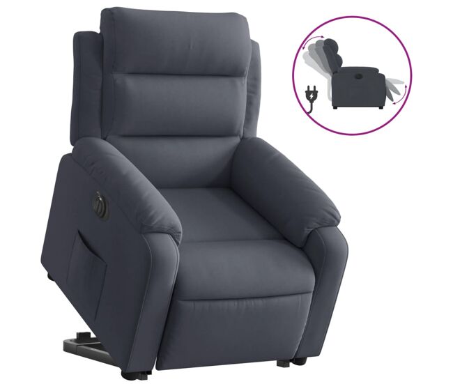 Vidaxl sillón eléctrico reclinable elevable de terciopelo gris oscuro