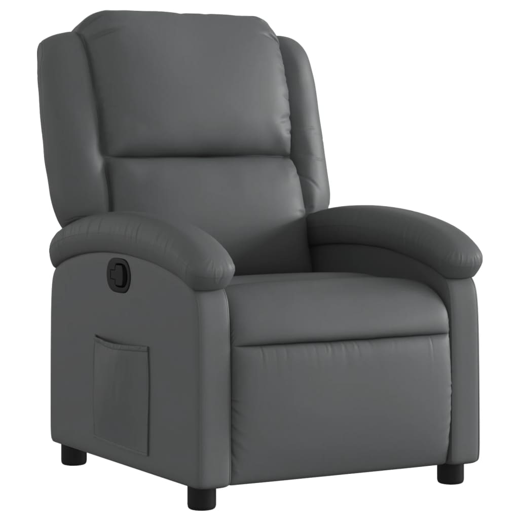 Vidaxl sillón reclinable de cuero sintético gris