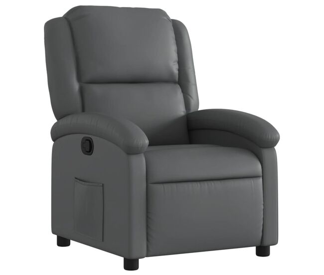 Vidaxl sillón reclinable de cuero sintético gris