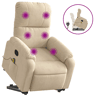 vidaXL Poltrona massagens reclinável elevatória microfibra cor creme