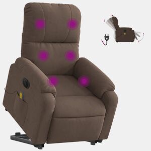 vidaXL Poltrona de massagens elétrica elevatória microfibra castanho