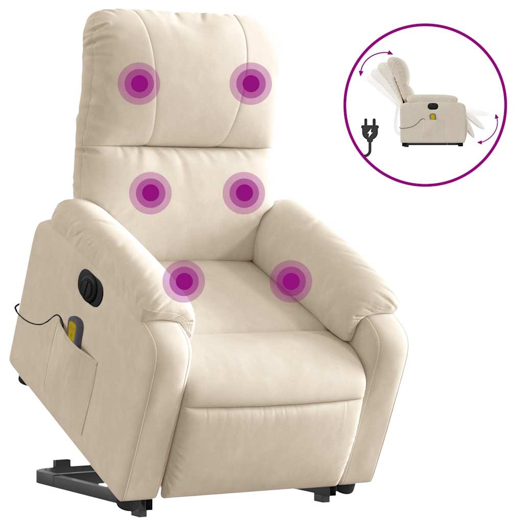 Vidaxl sillón masaje eléctrico reclinable elevable tela beige