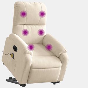 vidaXL Poltrona massagens elétrica elevatória tecido microfibra bege