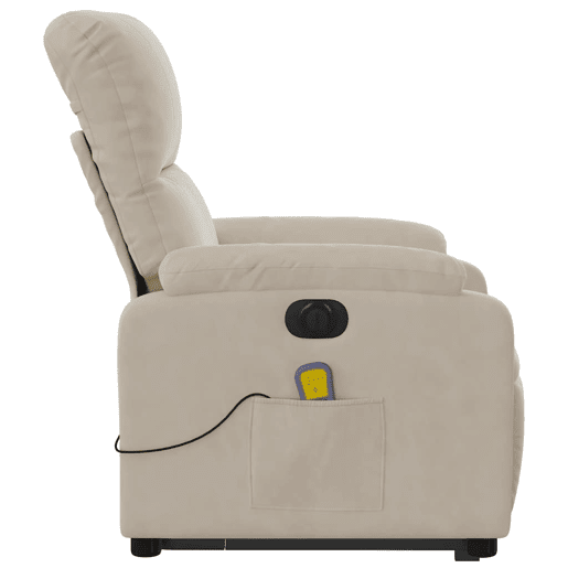 vidaXL Poltrona massagens elétrica elevatória tecido microfibra bege vidaXL Poltrona massagens elétrica elevatória tecido microfibra bege