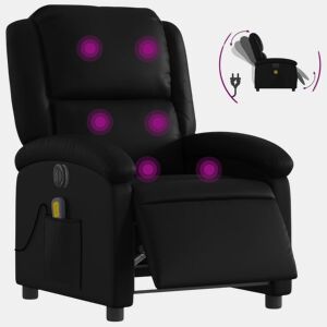 vidaXL Poltrona massagens reclinável elétrica couro artificial preto