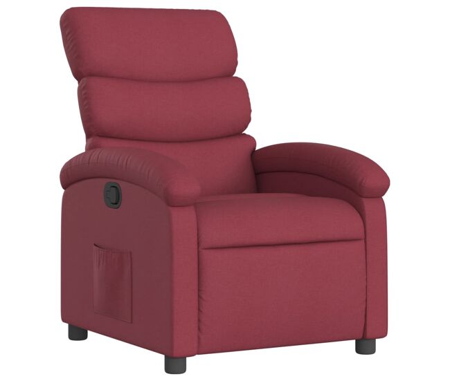 Vidaxl sillón reclinable de tela rojo tinto