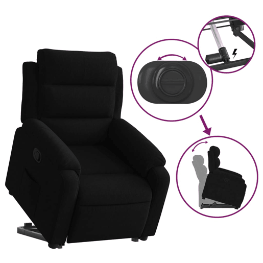 vidaXL Poltrona reclinável elevatória veludo preto vidaXL Poltrona reclinável elevatória veludo preto