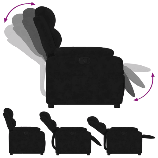 vidaXL Poltrona reclinável elevatória veludo preto vidaXL Poltrona reclinável elevatória veludo preto