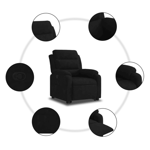 vidaXL Poltrona reclinável elevatória veludo preto vidaXL Poltrona reclinável elevatória veludo preto