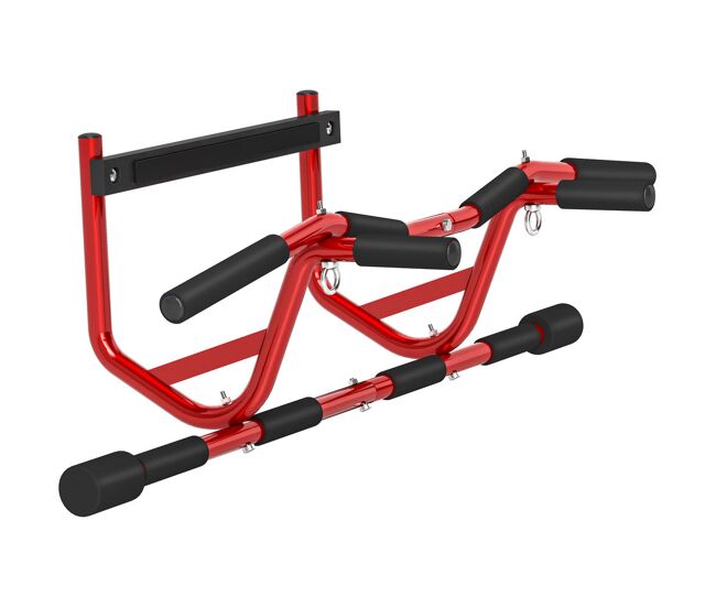 Sportnow barra de dominadas multifuncional barra de dominadas de pared con mangos antideslizantes carga 150 kg para ejercicio y entrenamiento en casa gimnasio rojo y negro