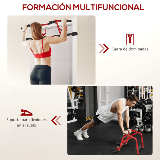 SPORTNOW Barra de Elevação Multifuncional Barra de Elevação de Parede Carga 150 kg para Exercícios e Treino em Casa Ginásio Vermelho e Preto
