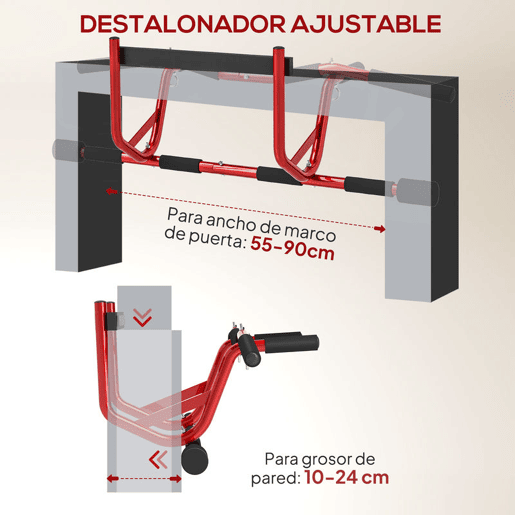 SPORTNOW Barra de Elevação Multifuncional Barra de Elevação de Parede Carga 150 kg para Exercícios e Treino em Casa Ginásio Vermelho e Preto
