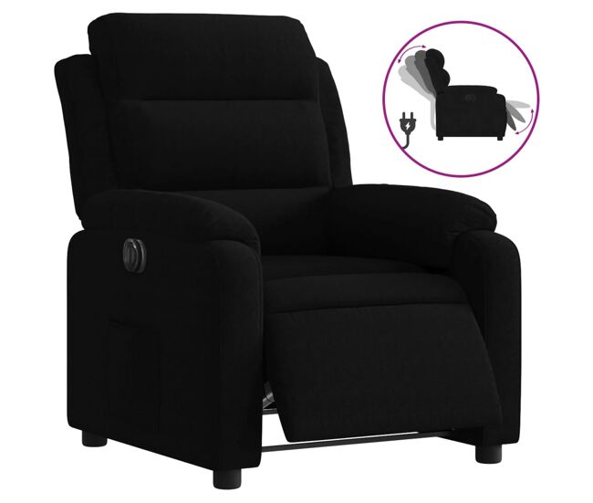 Vidaxl sillón reclinable eléctrico de terciopelo negro