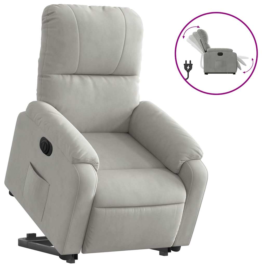 Vidaxl sillón eléctrico reclinable elevable tela microfibra gris claro