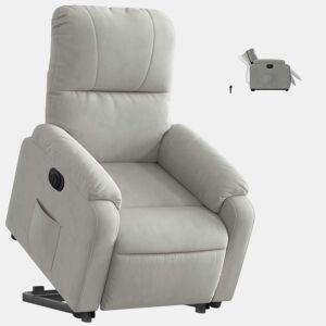 vidaXL Poltrona reclinável elevatória elétrica microfibra cinza-claro