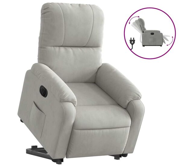 Vidaxl sillón eléctrico reclinable elevable tela microfibra gris claro