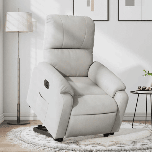 vidaXL Poltrona reclinável elevatória elétrica microfibra cinza-claro