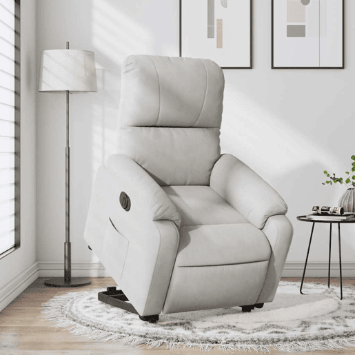 vidaXL Poltrona reclinável elevatória elétrica microfibra cinza-claro