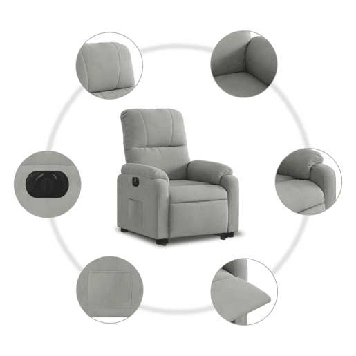 vidaXL Poltrona reclinável elevatória elétrica microfibra cinza-claro