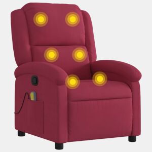 vidaXL Poltrona de massagens reclinável veludo vermelho tinto