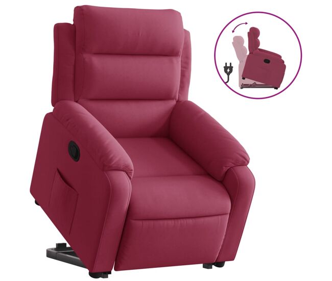Vidaxl sillón reclinable elevable terciopelo rojo tinto