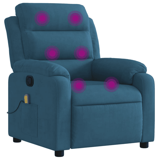 vidaXL Poltrona de massagens reclinável veludo azul