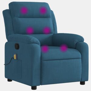 vidaXL Poltrona de massagens reclinável veludo azul