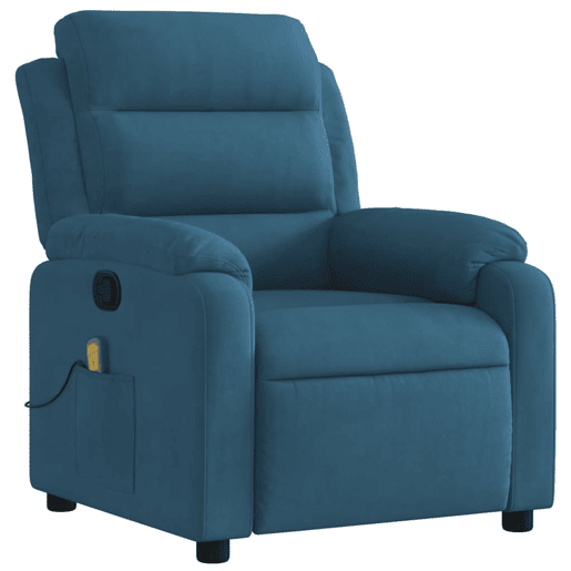 vidaXL Poltrona de massagens reclinável veludo azul