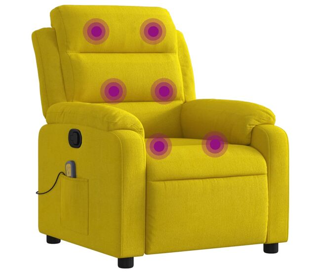 Vidaxl sillón de masaje reclinable de terciopelo amarillo