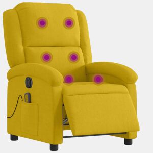 vidaXL Poltrona de massagens reclinável elétrica veludo amarelo