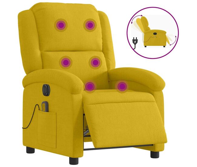Vidaxl sillón reclinable de masaje eléctrico terciopelo amarillo