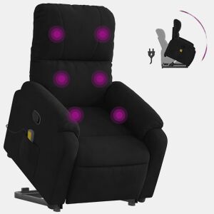 vidaXL Poltrona de massagens reclinável elevatória microfibra preto