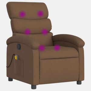 vidaXL Poltrona de massagens reclinável tecido castanho